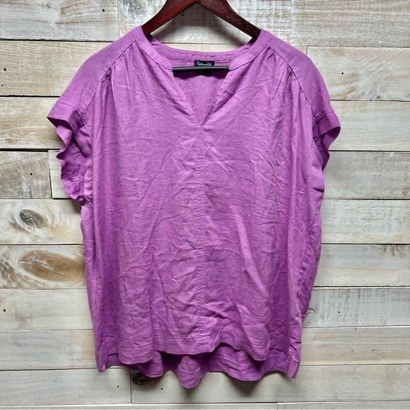 Splendid Top Womens XL Purple V‎ Neck Linen Blend Short Sleeve - Picture 1 of 7